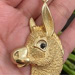 Vintage Unsigned Brushed Gold Llama Alpaca Pendant Necklace Photo 5