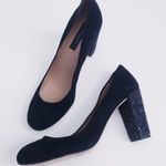 Ann Taylor Glitter Chunky Round Toe Heels Photo 1