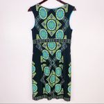 Sandra Darren Mandala Print Sleeveless Sheath Dress Size 8 Black Neon Multi Photo 9
