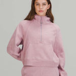 Lululemon EUC  scuba oversized half zip heathered pink taupe M/L Photo 0