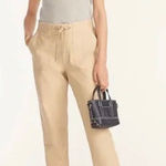J.crew tie waist camp pant dark‎ beechwood size Large #BA291 Tan Photo 0