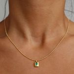 Emerald Green Necklace , Bead Necklace Gold, Layered Necklace Photo 0