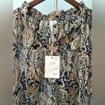 Elan NWT  Elegant Paisley Work Blouse Black, Gold, Size M Photo 1