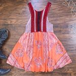 Free People  • Katie’s Crochet Top Mini Dress boho bandana print red orange flare Photo 1