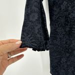 Fresh Produce Women's Black Floral Print Ruffle V Neck 3/4 Sleeve Top Small Photo 2