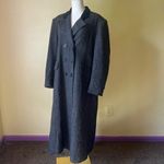 Vintage Charcoal Gray Herringbone Wool Coat w/ Velvet Collar Double Breasted L Gray Size L Photo 9