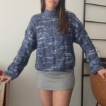 ana a new approach Womens Cable Knit Mock Neck Long Sleeve Sweater Blue Large Photo 0