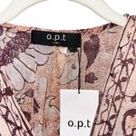 o.p.t. Pink Multi Color Floral Design V Neck Ruched Waist Size XS Photo 2