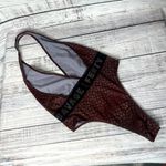 Savage X Fenty Logo Baby Leopard Plunge Bodysuit Burgundy Sm Red Photo 3