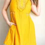 Anthropologie Maeve Golden Yellow Embroidered Dress Photo 0