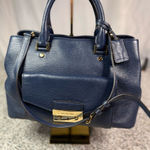 Michael Kors Haley Large Navy Blue Leather Satchel Handbag Women's Bag Photo 0