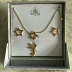 Disney  Parks Goldtone Tinkerbell Earring and Necklace Set Photo 0