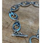 Guess Silver-Tone Chain Link Bracelet With Logo Toggle Clasp 8 Inches Photo 2