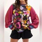 BLANK NYC Blank $130 Bl-nk Bl^nk Anthropologie Contrast Eyelet Pullover. Bohemian Floral Photo 0