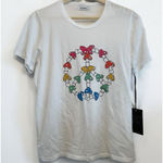 Lauren Moshi Mushroom Peace T-shirt Women Size Large White Short Sleeve NEW Photo 0