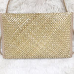 Liz Claiborne VINTAGE Liz Clairborne Woven Straw Envelope Shoulder Bag Purse Tan Beige Summer Photo 11