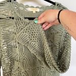 Rebellion Sage Green Open Knit Witchy Boho Flare Sleeve Beachy Top Forest Fairy Medium Photo 3