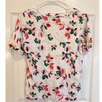 Liz Claiborne  Floral Print Top Petite Small PS Short‎ Sleeve Square Neck Casual Photo 4