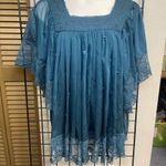 Badgley Mischka American Glamour  Blue Blouse Size 1X. BRAND NEW Photo 1