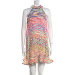 AMUR Estfan Pleated Halter Mini Dress In Double Rainbow Size 6 Red Photo 3