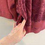 Free People Burgundy Velvet Lounge Oversized Hoodie Size Small Photo 5