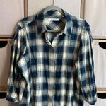 Foxcroft  3/4 sleeve puff sleeve plaid button down Photo 4