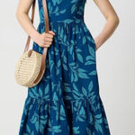 J.Crew NWT  Factory Poplin Corset Midi Dress Seaport Blue Cenote Photo 0