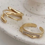 Boutique NEW Women's 14 Gold Filled Bar Simulated Diamond Ring, Adjustable Photo 0