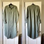 Frank & Eileen  Rory Linen Maxi Shirt Dress Olive Green Long Sleeve Small EUC Photo 2
