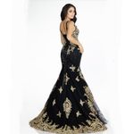 Lucci Lu NWT Abby Paris Black Gold Tulle Mermaid Crystal Embellished Gown 10 Photo 1