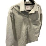 Abercrombie & Fitch Vegan Leather Sage Green Oversized Shirt Size Medium Casual Photo 2
