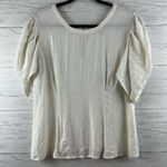 Hinge White Embroidered Short Sleeve Blouse Size M Photo 0