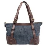 Burberry BLUE LABEL Denim Top Zip Shoulder Bag w/ Adj Brown Leather Straps RARE Photo 13