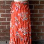 Floral Wrap Skirt Orange Size M Photo 2