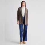 Quince Organic Cotton Knit Soft Blazer Cardigan Taupe Brown Medium Photo 1