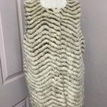 Sanctuary Cream Faux Fur Fuzzy Striped Button Front Vest Size L Photo 0