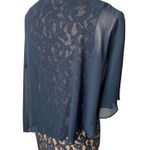 Adrianna Papell Dress Womens 4 Chiffon Drape Lace Overlay Evening Cocktail Blue Photo 8