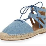Aquazzura Belgravia Flat Lace Up Espadrilles in Light Denim Blue Size 6 Photo 1