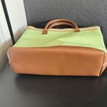 Basic Green and Brown Tote Bag Fabric Faux Leather Photo 3