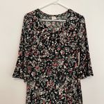 Kaileigh Gretta Greta Knit Dress Dark Green Pink Floral 3/4 Sleeve Bell Sleeve L Photo 4