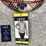 IZOD  Womens Sweatshirt Shirttail Hem Stretch Tie Waist Heathered Gray Plaid S Photo 3