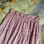 BCBG Pink Velvet Tiered Maxi Skirt With Sequin Details Size M Photo 2