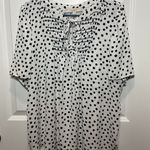 Loft THE  Women's Blouse Polka Dot Large Tie White Black Work Office Top‎ Shirt L Photo 0