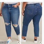 Torrid  High Rise Straight Ripped Knees Fray Hem Jeans Photo 1