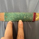 VINTAGE ALDEN HOWARD Patchwork Boho Womens Belt Sz M Burgundy Cherry Retro Green Photo 9