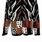 VTG Y2K Cache Womens Chenille Patchwork Zip Jacket Size S Animal Print Artwear Brown Photo 10