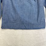 J.Crew Top Womens 0 Funnel Neck in Blue Chambray Cotton Raw Hem back Photo 9