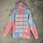 Sisters Shirt Womens Small Blue Pink Tie Dye Hoodie Sweatshirt Casual Athleisure Photo 2