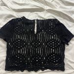 Chic Black Crochet Short Sleeve Top Photo 1