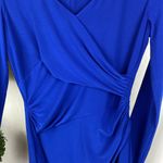 Ralph Lauren Blue Long Sleeve Faux Wrap Bodice Midi Dress NEW 6 Photo 2